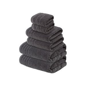 LIVARNO home Sada froté ručníků, 6dílná (tmavě šedá)