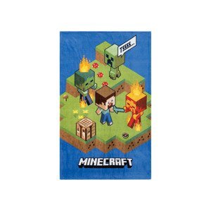 Minecraft Deka, 100 x 150 cm  (modrá vzorovaná)