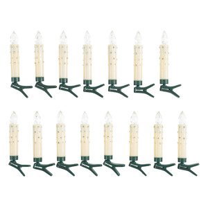 LIVARNO home LED svíčky na vánoční stromek, 15 kusů (krémová se štrasovými kamínky)