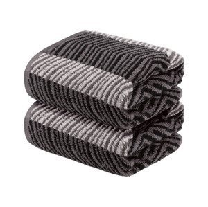 LIVARNO home Froté ručník, 50 x 100 cm, 2 kusy (tmavě šedá cik cak)