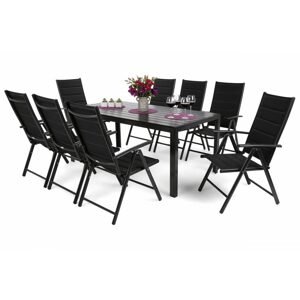 Home Garden Zahradní set Ibiza s 8 židlemi a stolem 185 cm, černý