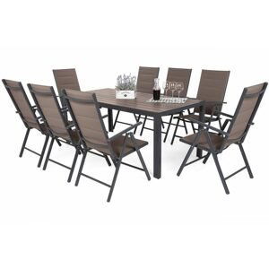 Home Garden Zahradní set Ibiza s 8 židlemi a stolem 185 cm, šedý/taupe