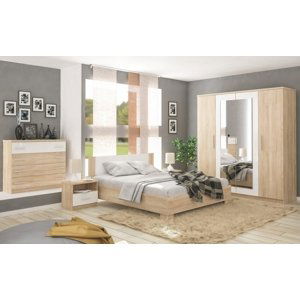 CASARREDO Sestava do ložnice MARKOS dub sonoma/bílá (postel 160, 2x NS, komoda 4S, skříň 4D)