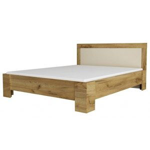 CASARREDO Postel s roštem 160x200 DENVER dub kraft zlatý/vanilka