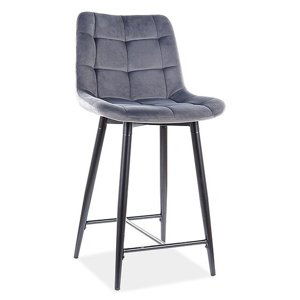 CASARREDO Barová čalouněná židle SIK VELVET šedá/černá