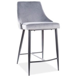 CASARREDO Barová čalouněná židle NOPI velvet šedá/černá mat