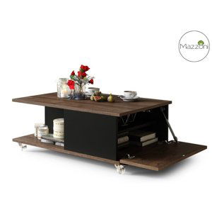 CASARREDO Konferenční stolek VIENNA s ÚP na kolečkách 90x60 cm dub/černá