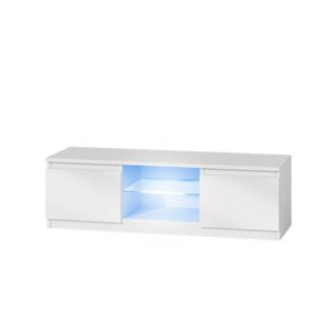 FALCO TV stolek Malvína 120 bílá/bílý lesk/LED