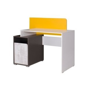 FALCO Psací stůl Bruce R8 bílá/grafit/enigma/žlutá