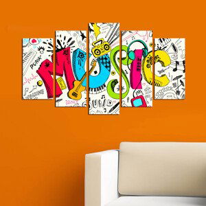 Obraz na MDF 5ks MUSIC 20 x 60 cm (1) 20 x 50 cm (2) 20 x 40 cm (2)