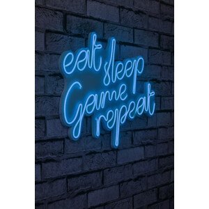 Nástěnná dekorace s led osvětlením EAT SLEEP modrá
