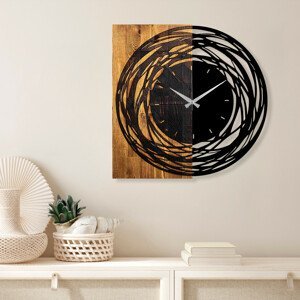 Nástěnné kovové hodiny KRUH 58 cm dřevo