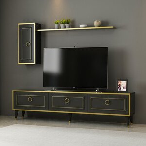 Televizní stolek VALS černá zlatá