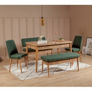 Jídelní set stůl, židle VINA borovice atlantic, zelená