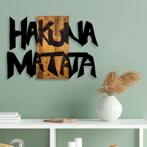 Nástěnná dekorace HAKUNA MATATA dřevo kov černá