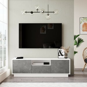 Televizní stolek LV3 stříbrnobílý