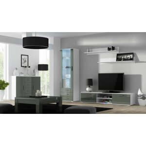Obývací stěna SOHO 2 Barva: bílá-šedý lesk, Délka TV stolku: 180cm
