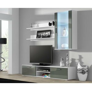 Obývací stěna SOHO 5 Barva: bílá/šedý lesk, Délka TV stolku: 140cm