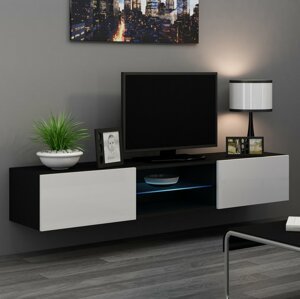 Televizní stolek VIGO 180 GLASS Provedení: Černo/bílý lesk
