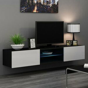 Televizní stolek VIGO 180 GLASS Provedení: Bílo/černý lesk