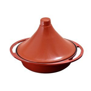 Litinový hrnec tajine 27cm, s keramickou pokličkou - červený