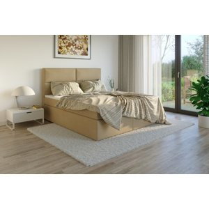 Čalouněná postel DATO Boxsprings, béžový semiš Rozměr: 160 x 200 cm