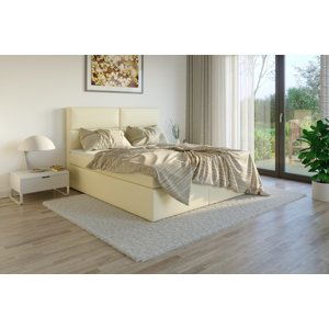 Čalouněná postel DATO Boxsprings, krémová ekokůže Rozměr: 160 x 200 cm