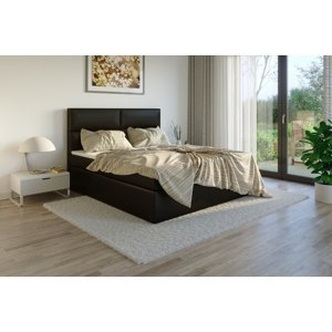 Čalouněná postel DATO Boxsprings, tmavě hnědá ekokůže Rozměr: 160 x 200 cm