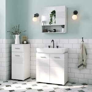 Koupelnová zrcadlová skříňka bílá 54 x 55 cm