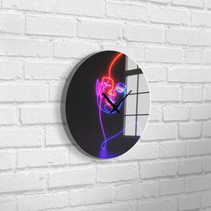 Nástěnné hodiny NEON sklo průměr 30 cm