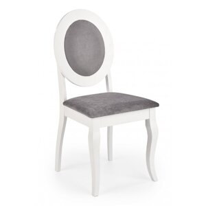 Jídelní židle BAROCK – masiv, látka, bílá/šedá