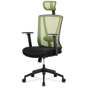 Kancelářská ergonomická židle NUOVO – zelená, s podhlavníkem i bederní opěrou