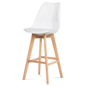 Barová židle TEMUCO — masiv buk, bílá