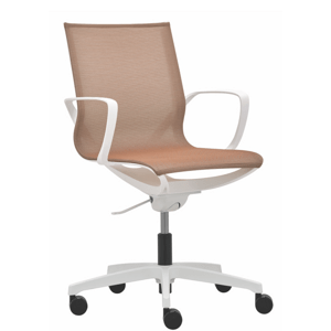 Designová židle RIM ZERO G — bílý plast, hnědá