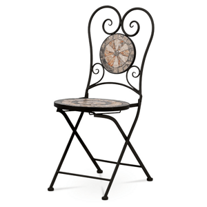 Zahradní židle s mozaikou LUNSAR 2 ks — kov, černý lak