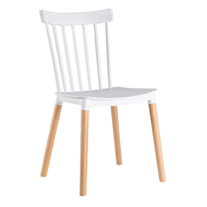 Jídelní židle ALCA —  masiv buk/plast, bílá