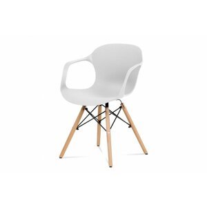 Jídelní židle ALBINA — kov / buk/ plast, bílá