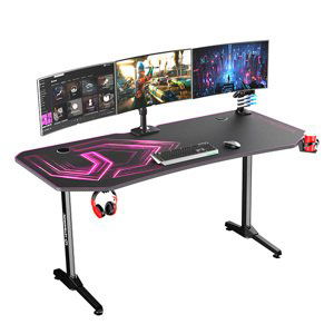 Herní stůl ULTRADESK FRAG XXL PINK – černá/růžová, 160x75 cm