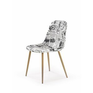 Jídelní židle K220 – kov, látka, černá/bílá