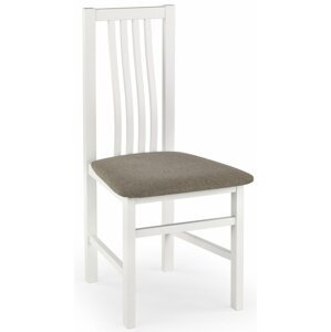 Jídelní židle PAVEL – masiv, látka, bílá / šedá