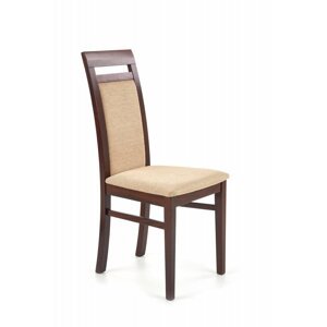 Jídelní židle ALBERT – masiv, látka, tmavý ořech / béžová