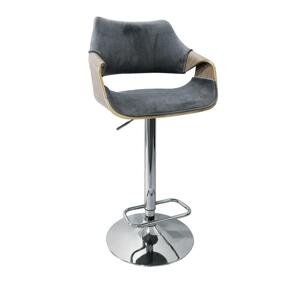 Barová židle GOMERA – dub, samet, šedá