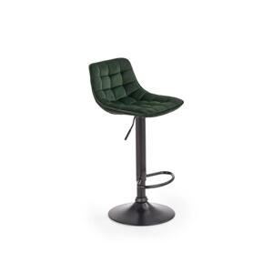 Barová židle DREY – kov, látka, tmavě zelená