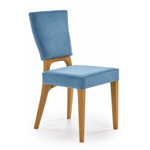 Jídelní židle WENANTY – masiv dub, látka modrá