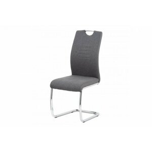 Jídelní židle BORN — chrom, látka-ekokůže, šedá