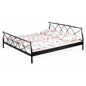 Dvoulůžková postel LARA –⁠ 180x200, kov, černá matná