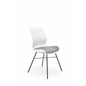 Jídelní židle MIKA - plast, ocel, látka, bílá