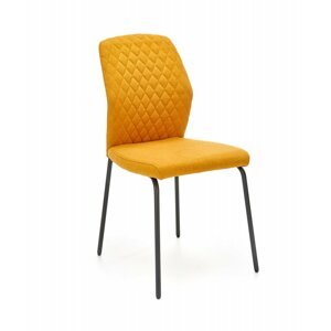 Jídelní židle MARLIN - ocel, látka, žlutá
