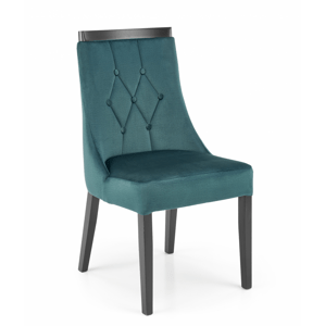 Jídelní židle ROYAL — masiv, látka, černá / zelená