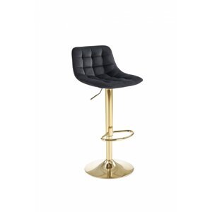 Barová židle DREY II – kov, látka, zlatá / černá